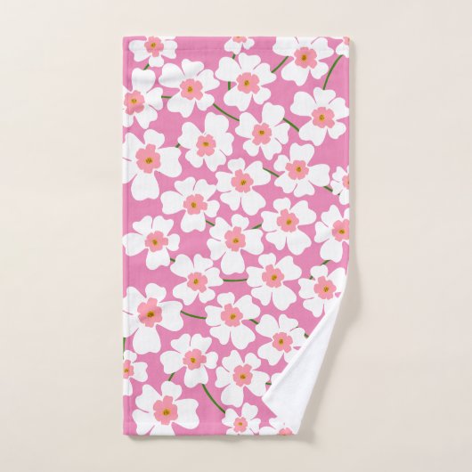 Witte en roze ventilatorkracht bad handdoek (Handdoek)