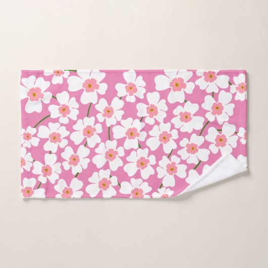 Witte en roze ventilatorkracht bad handdoek (Handdoek)