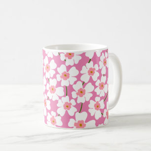 Witte en roze ventilatorkracht koffiemok