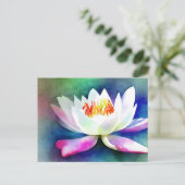 Witte en roze waterlelie briefkaart (Staand voorkant)