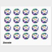 Witte en roze waterlelie ronde sticker (Vel)
