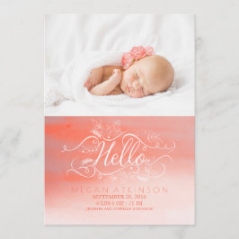 Witte en Roze Waterverf Pasgeboren Baby Foto Geboo Aankondiging