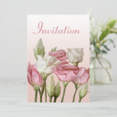 Witte en Roze Waterverf Rozen Uitnodiging (Staand voorkant)