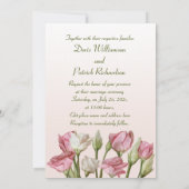 Witte en Roze Waterverf Rozen Uitnodiging (Achterkant)