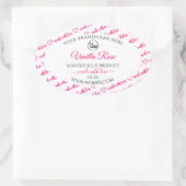 Witte en roze Word Cloud-productlabels met Logo Ovale Sticker (Tas)