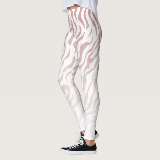 Witte en Roze Zebra Strepen: Stijlvolle Leggings (Links)