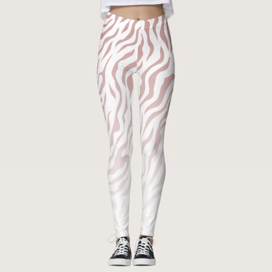 Witte en Roze Zebra Strepen: Stijlvolle Leggings (Voorkant)