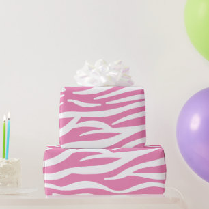 Witte en roze Zebrastripes Cadeaupapier