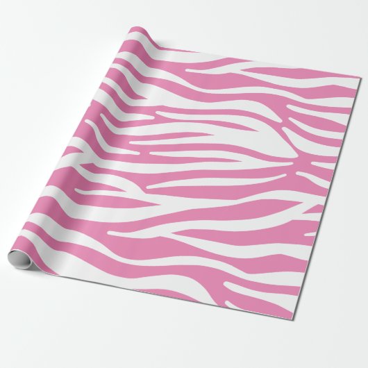 Witte en roze Zebrastripes Cadeaupapier (Uitgerold)