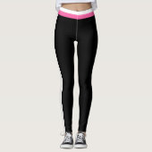 Witte en roze zijstreep zwarte sport Leggings (Voorkant)
