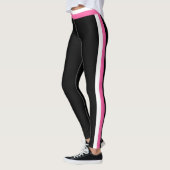 Witte en roze zijstreep zwarte sport Leggings (Links)
