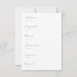 Witte en Sage Groene Bruiloft Plaats Kaart DIY