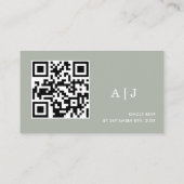 Witte en Sage Groene Huwelijksdetails QR Code Informatiekaartje (Achterkant)