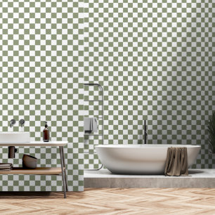 Witte en Sage Groene kleur schil en stick Behang