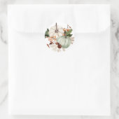 Witte en saliegroene pompoenen Thanksgiving Ronde Sticker (Tas)