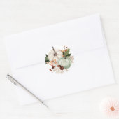 Witte en saliegroene pompoenen Thanksgiving Ronde Sticker (Envelop)