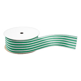 Witte en Shamrock groene streep Grosgrain Lint