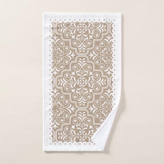 Witte en staafdemperatopatale gescallopeerde rande bad handdoek (Handdoek)