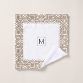 Witte en staafdemperatopatale gescallopeerde rande bad handdoek (Wasdoekje)