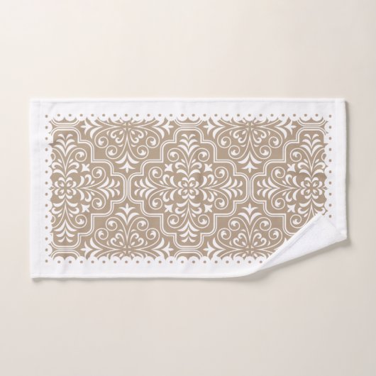 Witte en staafdemperatopatale gescallopeerde rande bad handdoek (Handdoek)