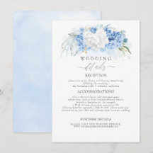 Witte en stoffige blauwe bloemen bruiloft informat