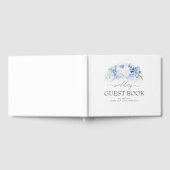 Witte en stoffige blauwe bloemenbruiloft gastenboek (Volledig)