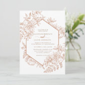 Witte en Terra Cotta Geometrische bloemenbruiloft Kaart (Staand voorkant)