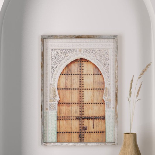 Witte en Terracotta Marokkaanse deur Poster