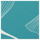 Witte en turquoise abstracte bladeren stof (Close Up)