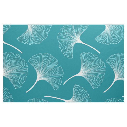 Witte en turquoise abstracte bladeren stof (Fat Quarter)