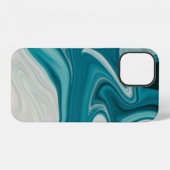 Witte en turquoise abstracte schilderij iPhone hoesje (Achterkant horizontaal)