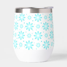 Witte en turquoise delicate daisy, stippen patroon