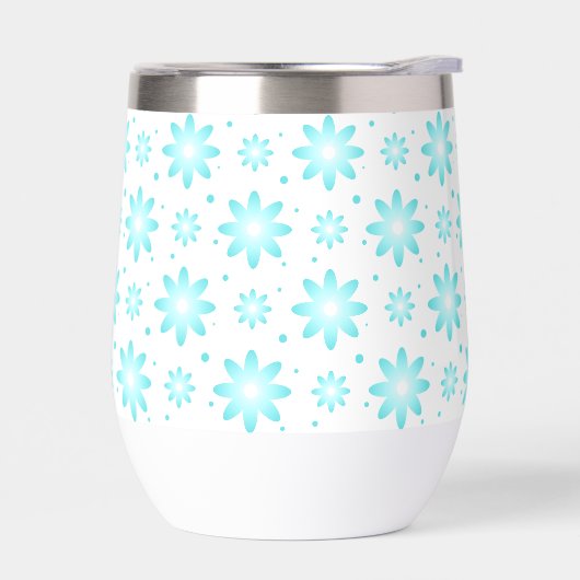Witte en turquoise delicate daisy, stippen patroon (Links)