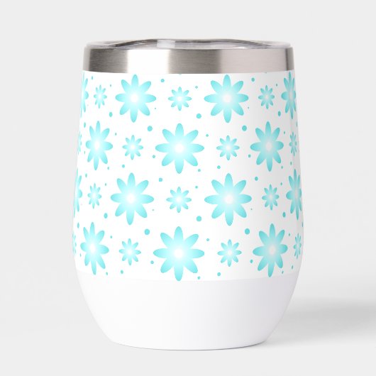 Witte en turquoise delicate daisy, stippen patroon (Achterkant)