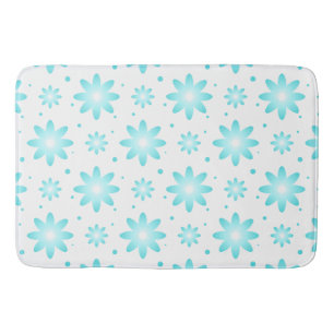 Witte en turquoise delicate daisy, stippen patroon badmat