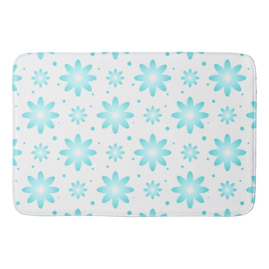 Witte en turquoise delicate daisy, stippen patroon badmat (Voorkant)