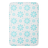 Witte en turquoise delicate daisy, stippen patroon badmat (Voorkant Verticaal)