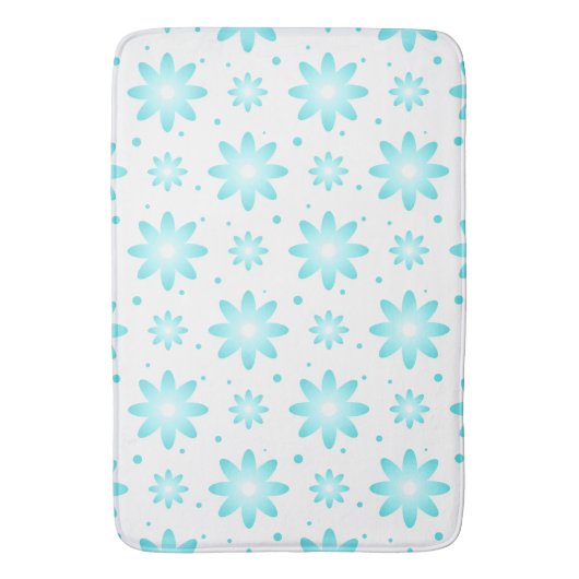 Witte en turquoise delicate daisy, stippen patroon badmat (Voorkant Verticaal)