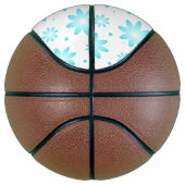 Witte en turquoise delicate daisy, stippen patroon basketbal (Rechts)