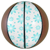 Witte en turquoise delicate daisy, stippen patroon basketbal (Verticaal)