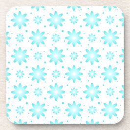 Witte en turquoise delicate daisy, stippen patroon bier onderzetter