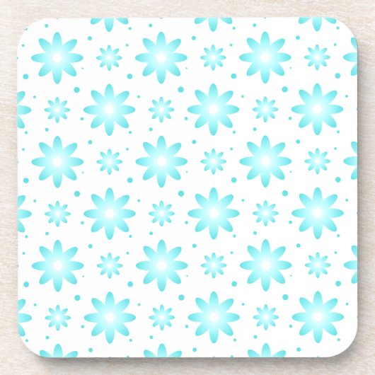 Witte en turquoise delicate daisy, stippen patroon bier onderzetter (Voorkant)
