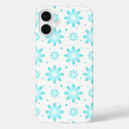 Witte en turquoise delicate daisy, stippen patroon iPhone 16 plus hoesje