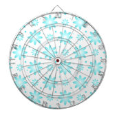 Witte en turquoise delicate daisy, stippen patroon dartbord (Voorkant)