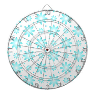 Witte en turquoise delicate daisy, stippen patroon dartbord