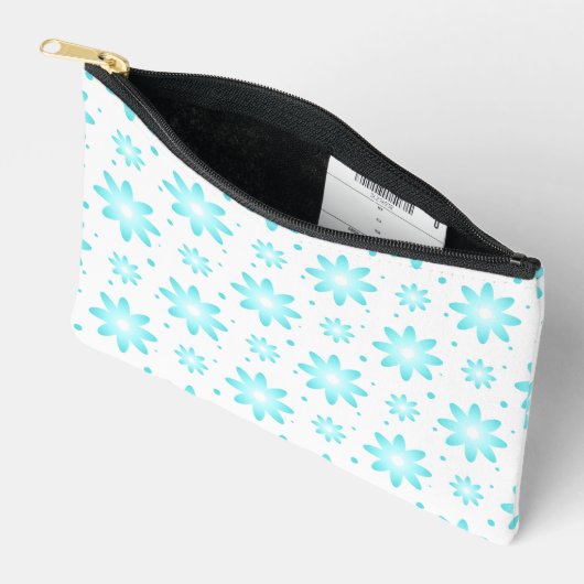 Witte en turquoise delicate daisy, stippen patroon etui (Open)