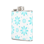 Witte en turquoise delicate daisy, stippen patroon heupfles (Links)