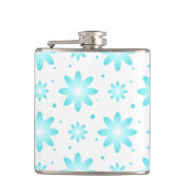 Witte en turquoise delicate daisy, stippen patroon heupfles (Voorkant)