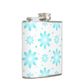 Witte en turquoise delicate daisy, stippen patroon heupfles (Rechts)