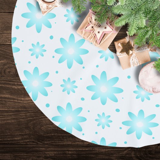 Witte en turquoise delicate daisy, stippen patroon kerstboom rok